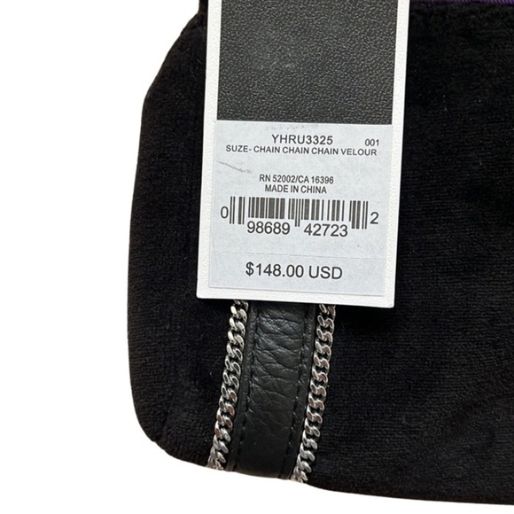 Juicy Couture Suze Chain Velour Clutch‎ Black Y2K Beaded Bedazzled NEW